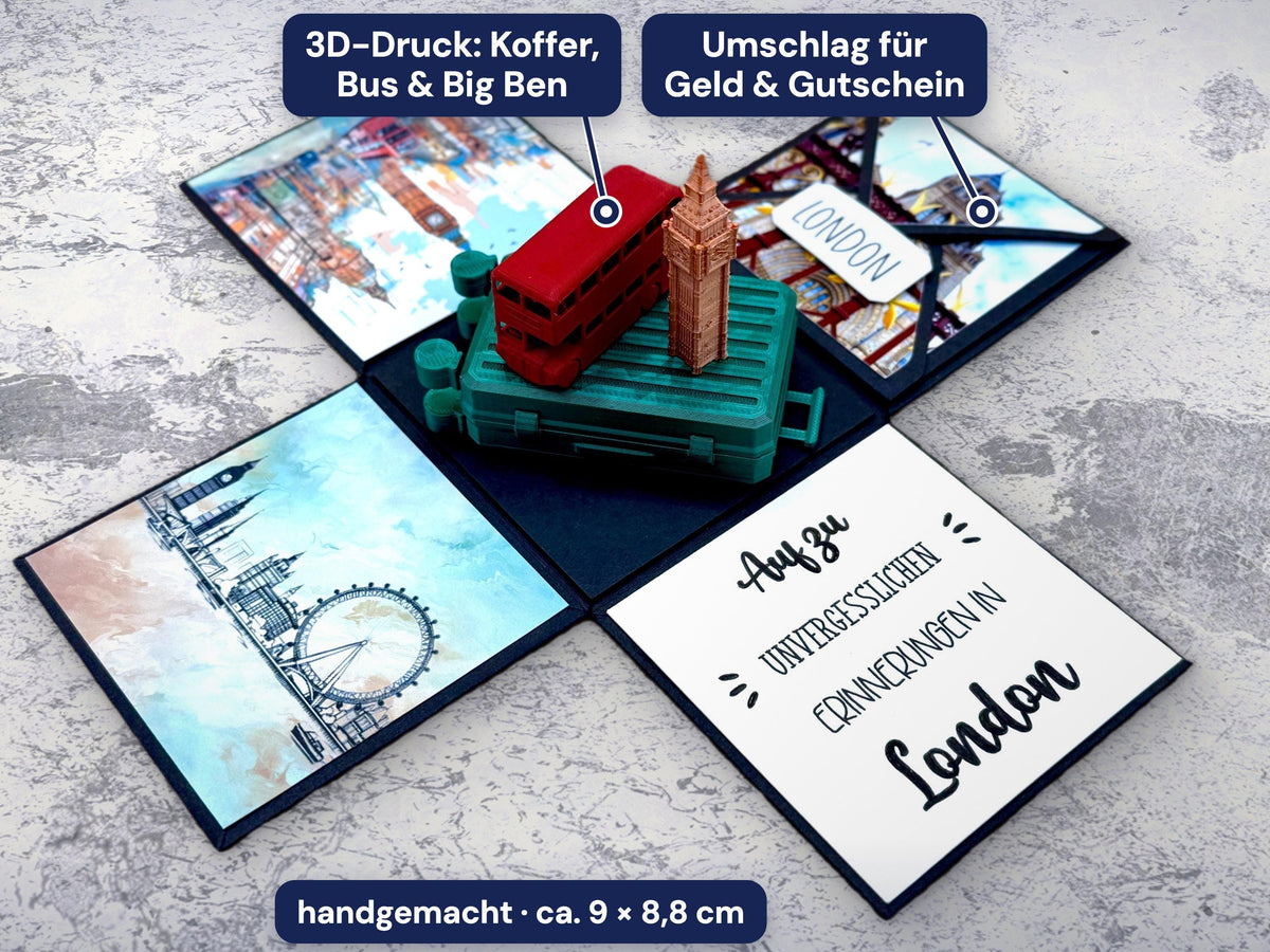 Explosionsbox London – Koffer, Doppeldeckerbus & Big Ben – Bild 1